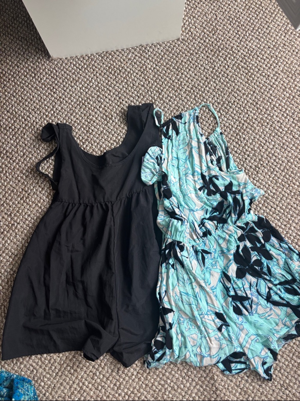 buttons Black & Aqua Floral Romper Set